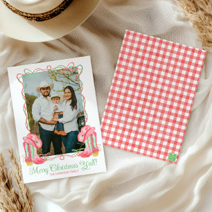 Cartes Pour Fêtes Annuelles Aquarelle Pays Noël Cowboy Botte photo