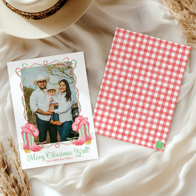 Cartes Pour Fêtes Annuelles Aquarelle Pays Noël Cowboy Botte photo (Créateur téléchargé)