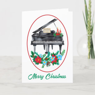Cartes Pour Fêtes Annuelles Aquarelle Piano Music Enseignant Noël