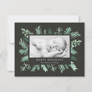 Cartes Pour Fêtes Annuelles Aquarelle Pine Aiguille Cadre photo Noël