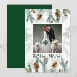 Cartes Pour Fêtes Annuelles Aquarelle Pine Cône Vert Photo Noël