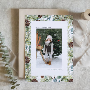 Cartes Pour Fêtes Annuelles Aquarelle Pine et cônes de pin Noël