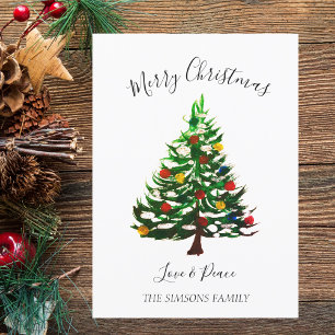 Cartes Pour Fêtes Annuelles Aquarelle Pine Joyeux sapin de Noël
