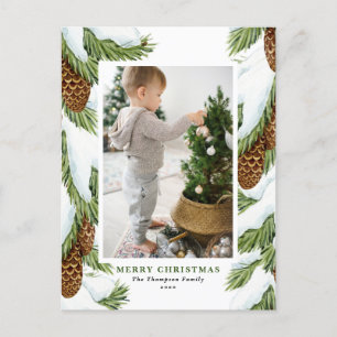 Cartes Pour Fêtes Annuelles Aquarelle Pinecones Joyeux Noël Photo