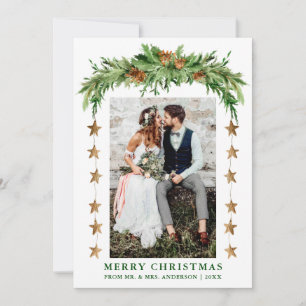 Cartes Pour Fêtes Annuelles Aquarelle Pines Boho Noël Nouveau Couple