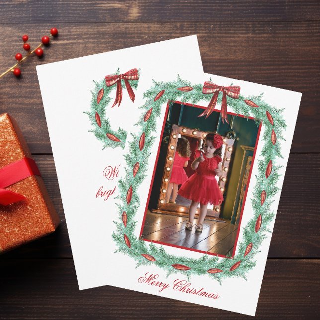 Cartes Pour Fêtes Annuelles Aquarelle Plaid Ruban Garland Noël (Créateur téléchargé)
