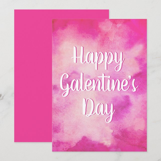 Cartes Pour Fêtes Annuelles Aquarelle rose de la Saint-Galentin (Devant / Derrière)
