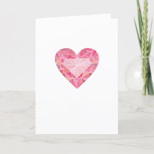 Cartes Pour Fêtes Annuelles Aquarelle rose Diamond Coeur Gem Glam Love Note