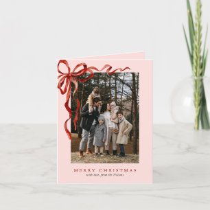 Cartes Pour Fêtes Annuelles Aquarelle rose élégante Bow rouge Noël 3 Photo