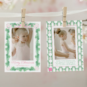 Cartes Pour Fêtes Annuelles Aquarelle rose et vert Noël Garland Photo