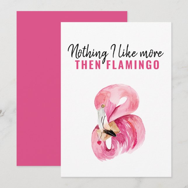 Cartes Pour Fêtes Annuelles Aquarelle rose exotique moderne Flamant rose cadea (Devant / Derrière)