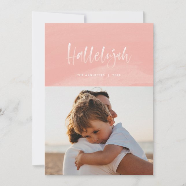 Cartes Pour Fêtes Annuelles Aquarelle rose Hallelujah Noël (Devant)