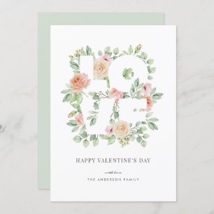 Cartes Pour Fêtes Annuelles Aquarelle Roses et verdure Aimer Saint Valentin