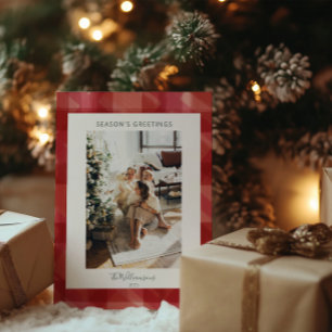 Cartes Pour Fêtes Annuelles Aquarelle rouge carreaux rustique photo saisons sa