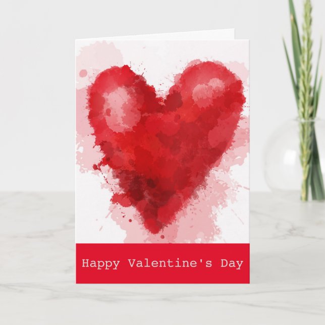 Cartes Pour Fêtes Annuelles Aquarelle rouge coeur gothique fille Valentine (Devant)
