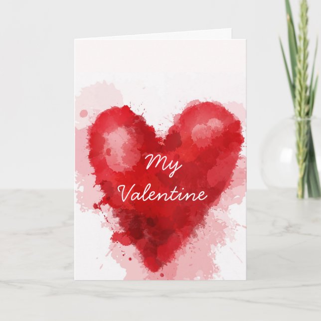 Cartes Pour Fêtes Annuelles Aquarelle rouge coeur gothique Valentine (Devant)