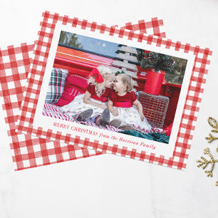 Cartes Pour Fêtes Annuelles Aquarelle Rouge En vichy photo Noël