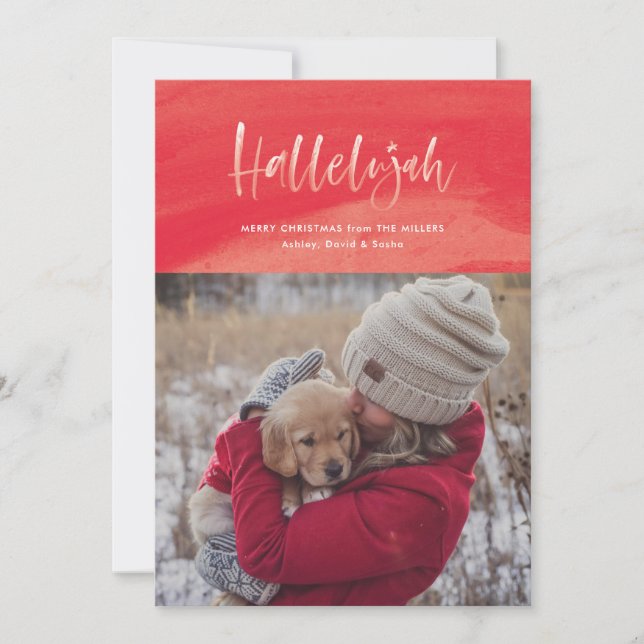 Cartes Pour Fêtes Annuelles Aquarelle rouge Hallelujah Noël (Devant)
