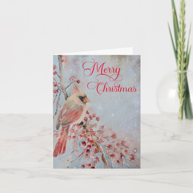 Cartes Pour Fêtes Annuelles Aquarelle Russe d'hiver Oiseau Joyeux Noël (Devant)