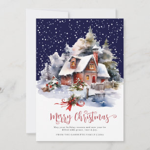 Cartes Pour Fêtes Annuelles Aquarelle Rustique Hiver 3 Photo Joyeux Noël