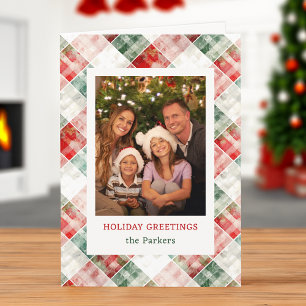 Cartes Pour Fêtes Annuelles Aquarelle rustique Photo Plaid Noël