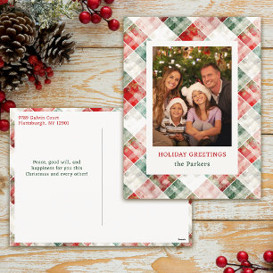 Cartes Pour Fêtes Annuelles Aquarelle rustique Photo Plaid Noël