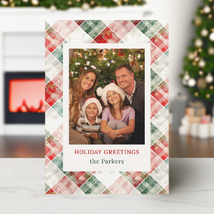 Cartes Pour Fêtes Annuelles Aquarelle rustique Photo Plaid Noël