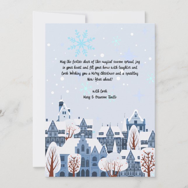 Cartes Pour Fêtes Annuelles Aquarelle Snow Village scène d'hiver (Devant)