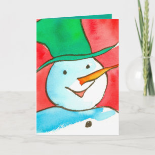Cartes Pour Fêtes Annuelles Aquarelle Snowman Joyeux Noël