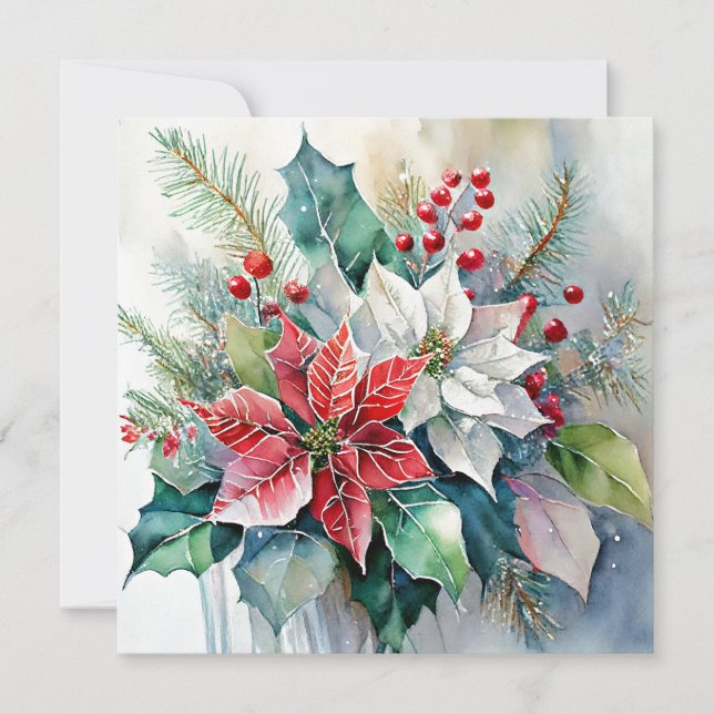 Cartes Pour Fêtes Annuelles Aquarelle spray de Noël personnalisé (Devant)