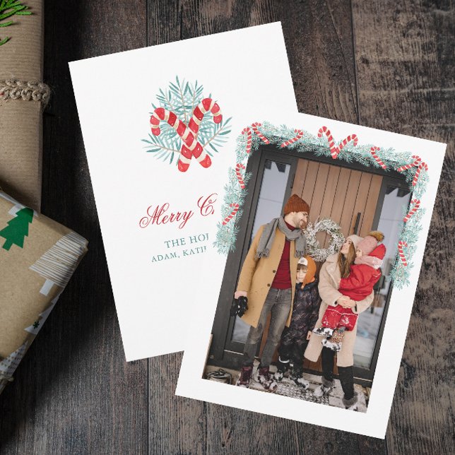 Cartes Pour Fêtes Annuelles Aquarelle Sucre de canne Garland Noël (Créateur téléchargé)