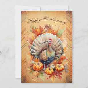 Cartes Pour Fêtes Annuelles Aquarelle Thankgiving Turkey