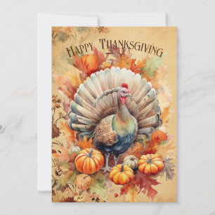 Cartes Pour Fêtes Annuelles Aquarelle Thankgiving Turkey