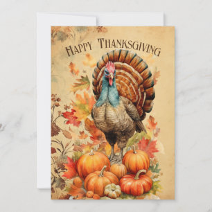 Cartes Pour Fêtes Annuelles Aquarelle Thankgiving Turkey