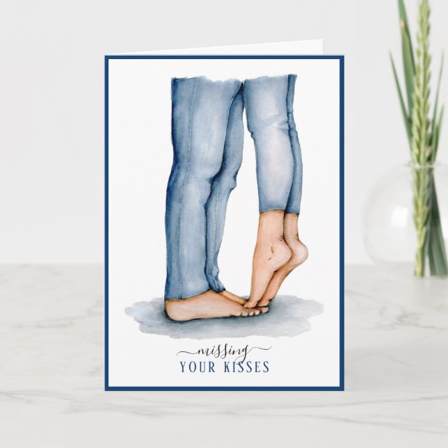 Cartes Pour Fêtes Annuelles Aquarelle Tiptoe Kiss | Tu me manques (Devant)