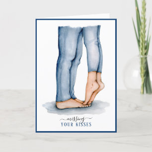 Cartes Pour Fêtes Annuelles Aquarelle Tiptoe Kiss   Tu me manques
