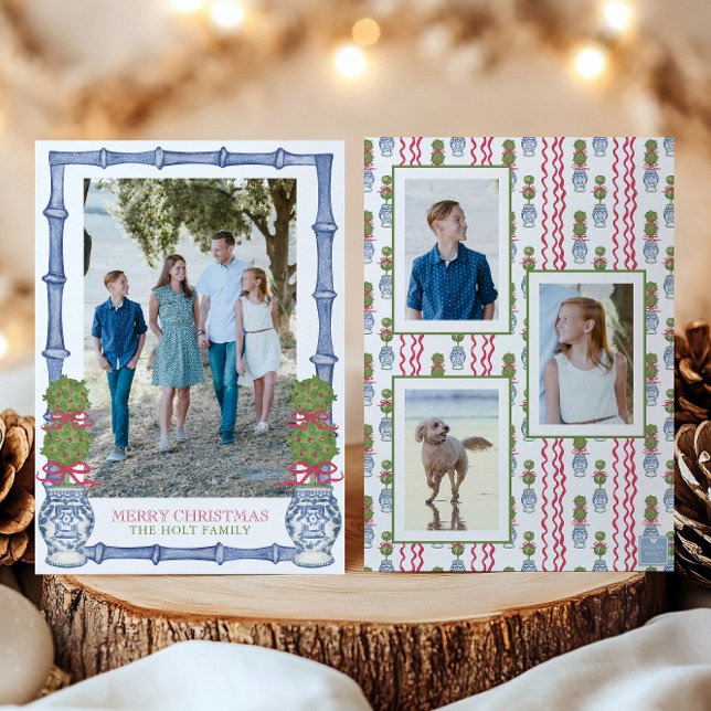 Cartes Pour Fêtes Annuelles Aquarelle Topiary Bamboo Photo (Créateur téléchargé)