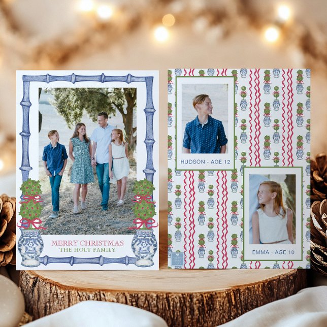 Cartes Pour Fêtes Annuelles Aquarelle Topiary Bamboo Photo (Créateur téléchargé)