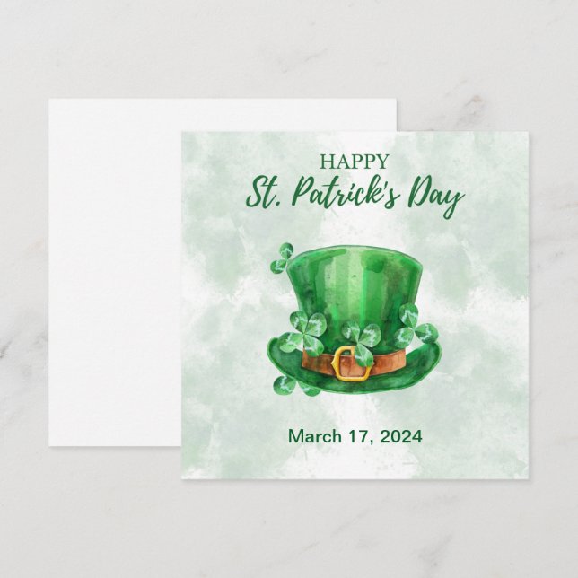 Cartes Pour Fêtes Annuelles Aquarelle verte Saint Patrick's Day (Devant / Derrière)