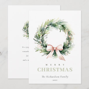 Cartes Pour Fêtes Annuelles Aquarelle verte souple de Noël