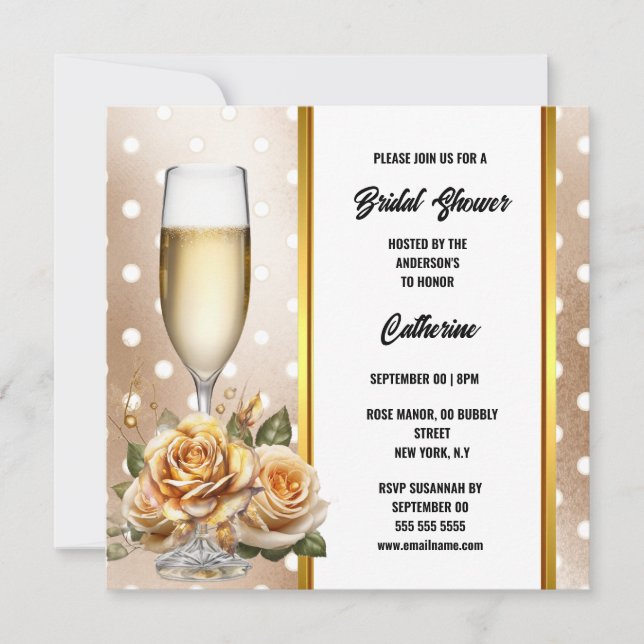 Cartes Pour Fêtes Annuelles Aquarelle vin mousseux luxueux rose pois (Devant)