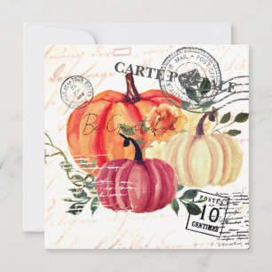 Cartes Pour Fêtes Annuelles Aquarelle vintage Monderner citrouilles Thanksgivi