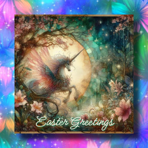 Cartes Pour Fêtes Annuelles Aquarelle Vintage Whimsical Unicorn Pâques