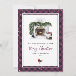 Cartes Pour Fêtes Annuelles Aquarelle violette Joyeux Noël
