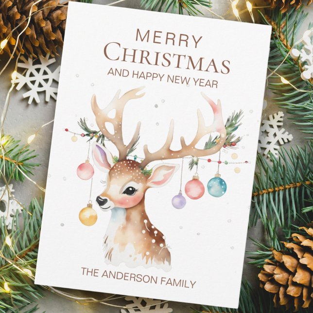 Cartes Pour Fêtes Annuelles Aquarelle Whimsy Appartement de Noël (Créateur téléchargé)