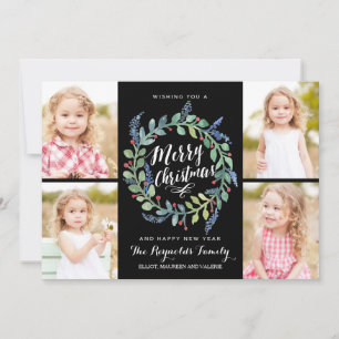 Cartes Pour Fêtes Annuelles Aquarelle Wire 4 Photo Noël Noir