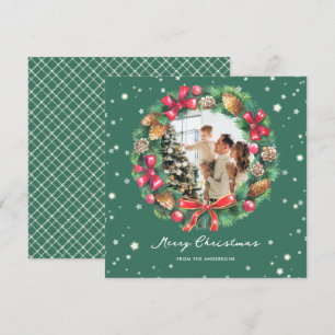 Cartes Pour Fêtes Annuelles Aquarelle Wreath Stars Green Photo Noël