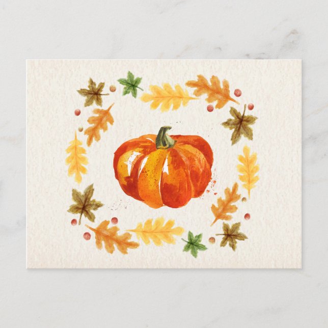 Cartes Pour Fêtes Annuelles Aquarelles Citrouilles de Thanksgiving (Devant)