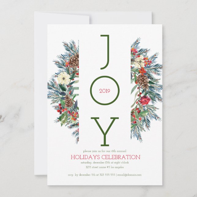 Cartes Pour Fêtes Annuelles Aquarelles couronne de Noël (Devant)