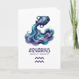 Cartes Pour Fêtes Annuelles Aquarius Birthday Card
